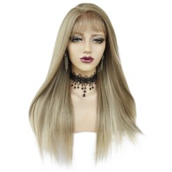 Long Straight Blonde Hair Lace Synthetic Wig Handmade Crossdresser Wigs Laura 5
