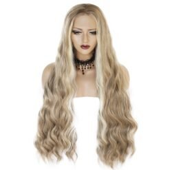 Long Wave Blonde Hair Lace Synthetic Wig Handmade Crossdresser Wigs Kyle 5