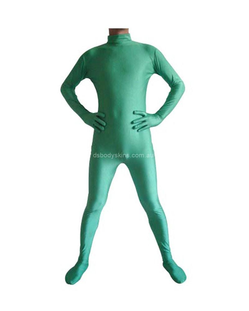 Unisex Spandex Zentai Suits Stretch Second Skin Bodysuit No Mask Jade Green  - Dsbodyskins
