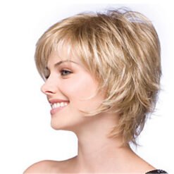 Short Wave Blonde Hair Synthetic Wig Handmade Crossdresser Wigs Alexi (1)