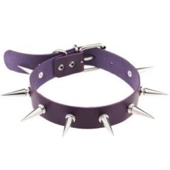 PU Spiked Choker Necklace Purple