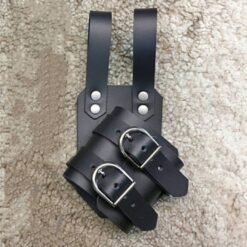 Right Leg Sword Sheath Strap – Medieval Cosplay with Silver Buckles