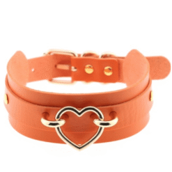 Gold Heart Choker Necklace Orange