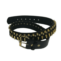 Leather Gold Bullet Belt – Military-Inspired Crossbody Accessory