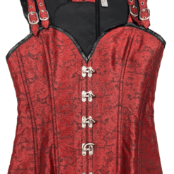 Red Pirate Steampunk Crossdresser Corset Vest with Silver Clips