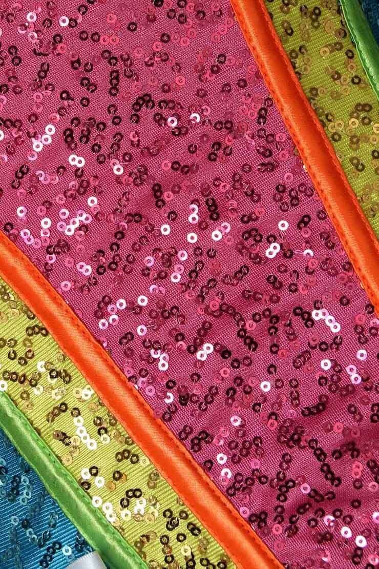 Sequin Crossdresser Corset with Blue Stretch Back Panel - Image 3