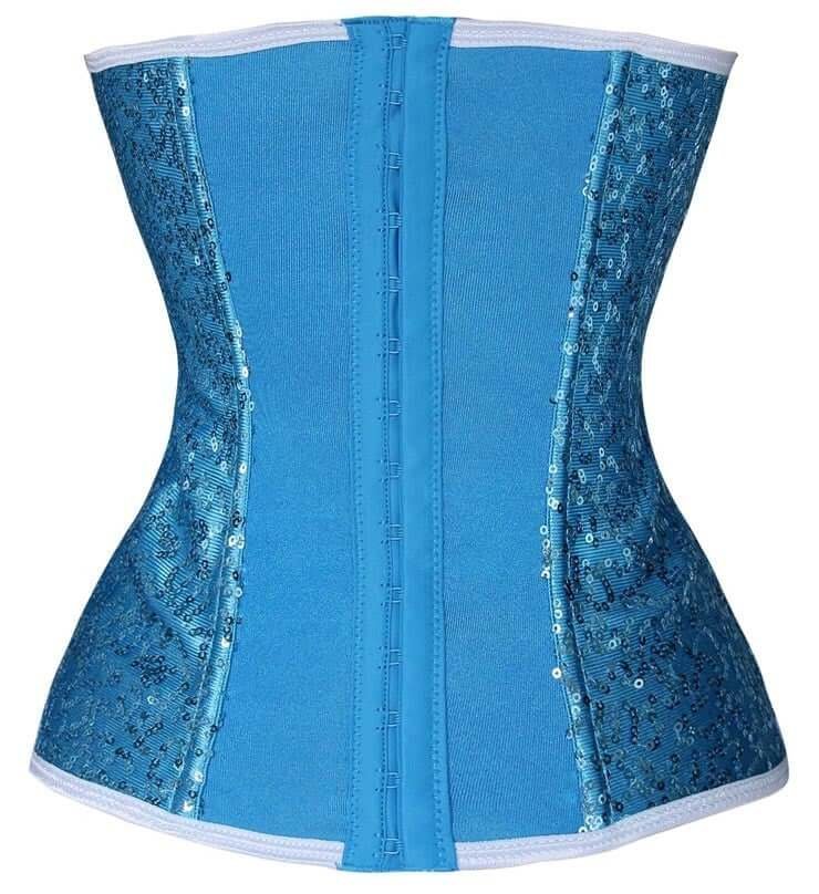 Sequin Crossdresser Corset with Blue Stretch Back Panel - Image 2