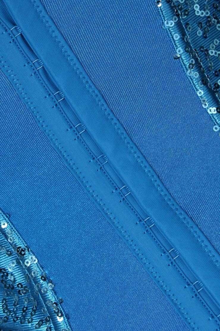 Sequin Crossdresser Corset with Blue Stretch Back Panel - Image 4