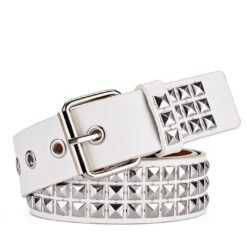 White Studded Pleather Belt